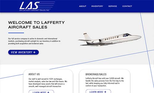 Lafferty Aircraft Sales site mockup