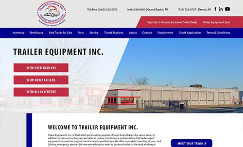 Trailer Equipment site mockup